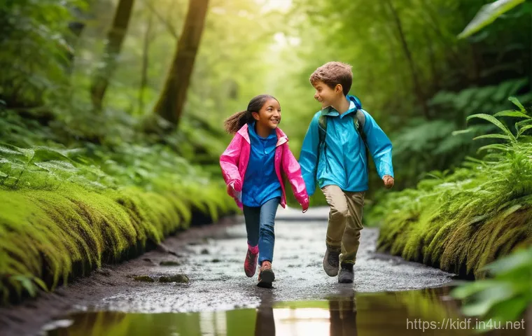 아동용 바람막이 자켓 - A cheerful 7-year-old child, of diverse ethnicity, with a bright smile, running through a sunny park...