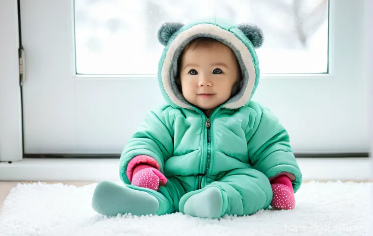 아이 방한복 스타일링 - A joyful 5-year-old child, dressed in a lightweight yet warm, vibrant yellow long puffer jacket with...