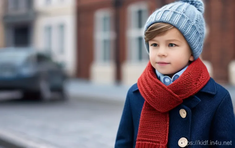 아이 방한복 스타일링 - An adorable 18-month-old toddler, wearing a soft and plush full-body snowsuit in a gentle mint green...