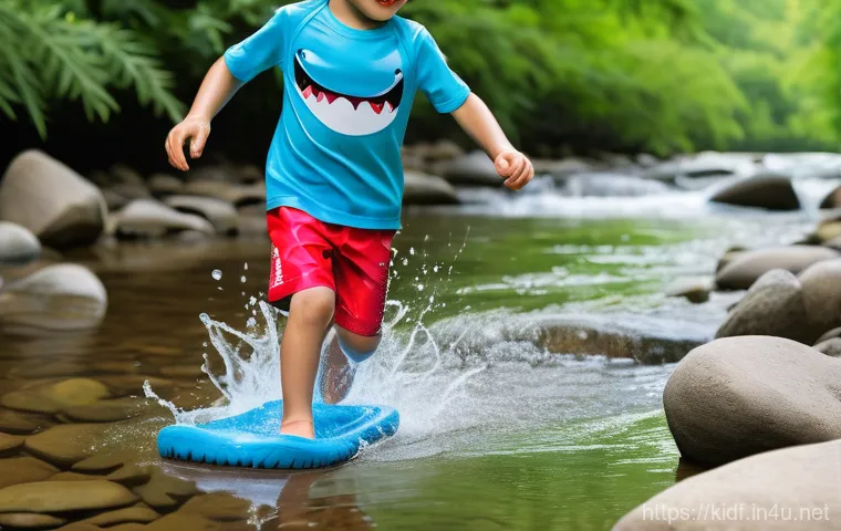아동용 여름 슬리퍼 리뷰 - A joyful 5-year-old Korean girl, wearing a light blue and white striped cotton romper with short sle... 아동용 여름 슬리퍼 리뷰 - A joyful 5-year-old Korean girl, wearing a light blue and white striped cotton romper with short sle...