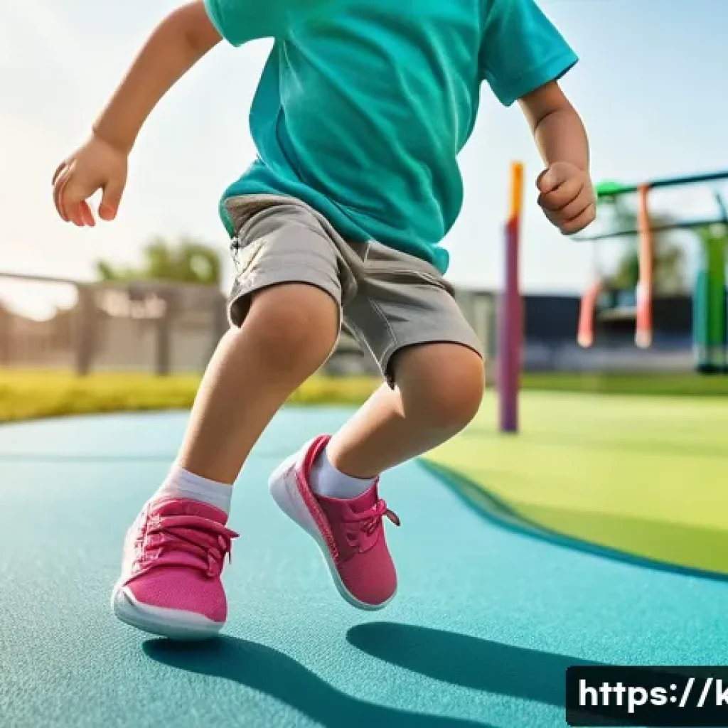 아동용 스니커즈 스타일링 - A joyful 6-year-old child, dressed in comfortable play clothes (a vibrant t-shirt and breathable sho...